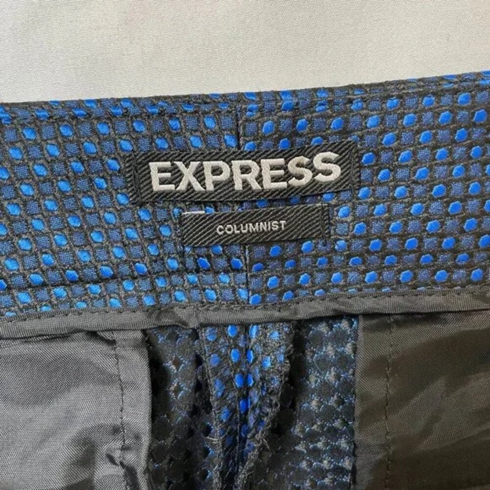 Express Columnist Ankle Dress Pants Sheen Patterned Navy Black Size 2 - Picture 11 of 13